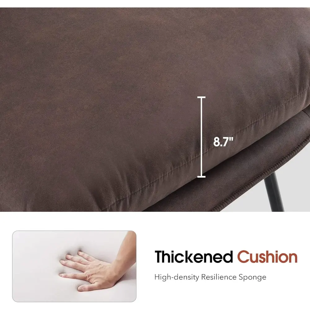 Modern Accent Chair with Ottoman, Leathaire Fabric Armless Chair, Upholstered Leisure Chairs for Small Space, Living Room & Bed