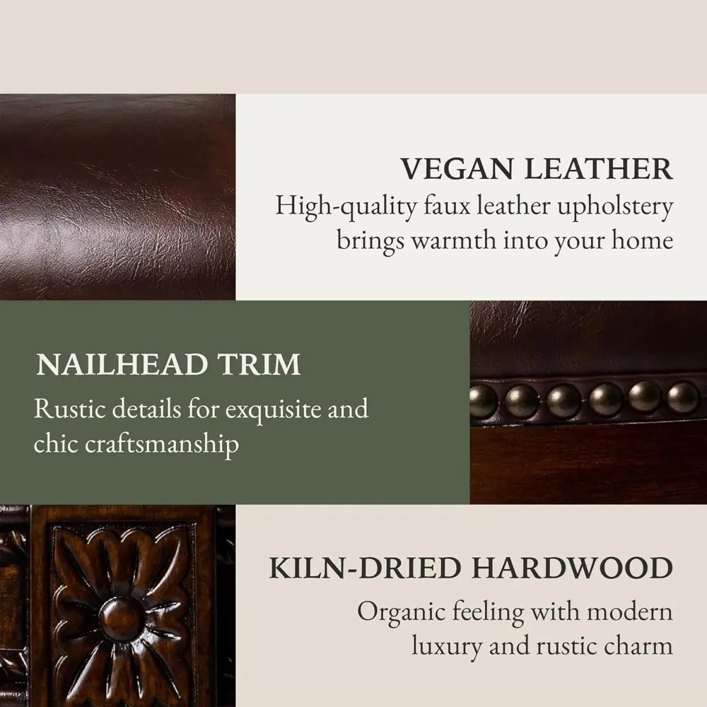"26 Inch Counter Height Swivel Bar Stool - Crafted with Dark Walnut and Vintage Brown Vegan Leather Upholstery"