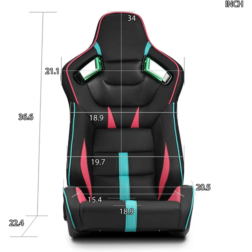 [Neon Racer in Viper-Series] Universal PVC Leather Reclinable Black with Pink/Blue Racing Seats