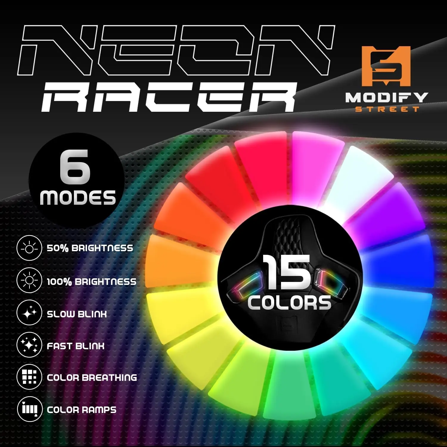[Neon Racer in Viper-Series] Universal PVC Leather Reclinable Black with Pink/Blue Racing Seats