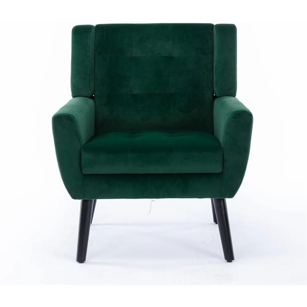 Velvet Accent Chair Modern Upholstered Armchair Cozy Reading Side Chair Comfy Single Sofa Chair with Thickened Cushion & Black L
