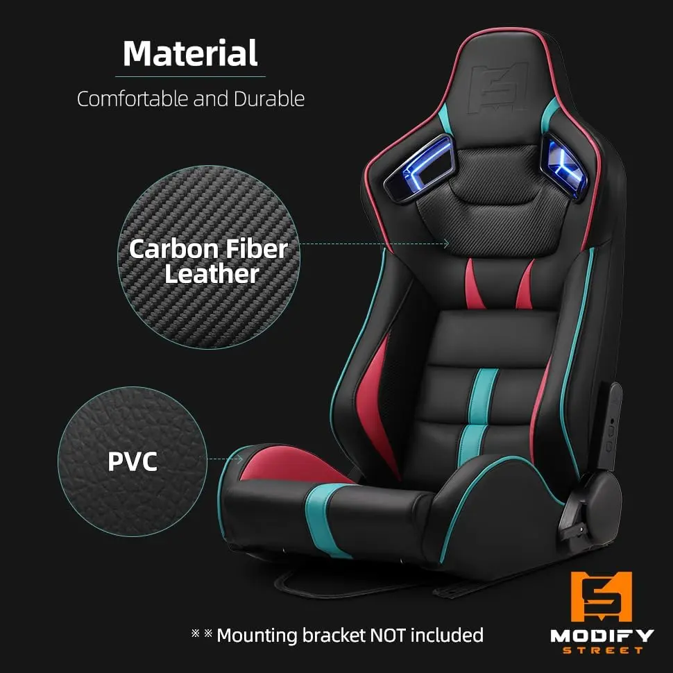 [Neon Racer in Viper-Series] Universal PVC Leather Reclinable Black with Pink/Blue Racing Seats