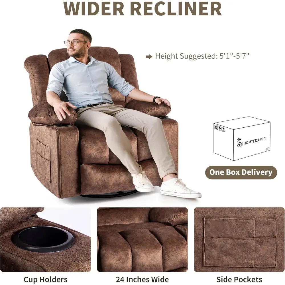 Recliner Chair Rocker Modern Ergonomic Lounge 360 Degree Swivel Single Sofa Seat Living Room Lounge Recliners on Clearance Foam