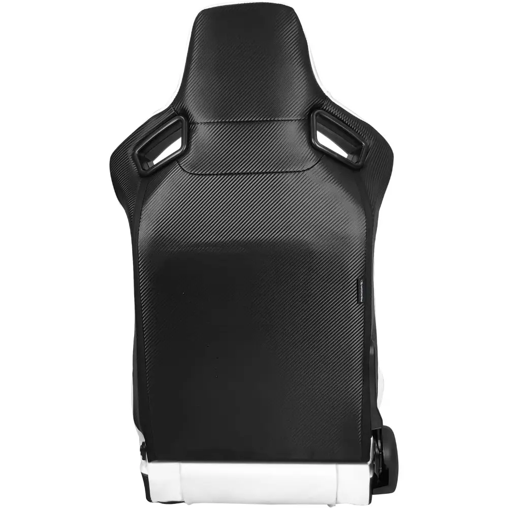 , Universal Bucket Racing Seat Right Passenger Side with Dual Slider, White PU Leather Reclinable