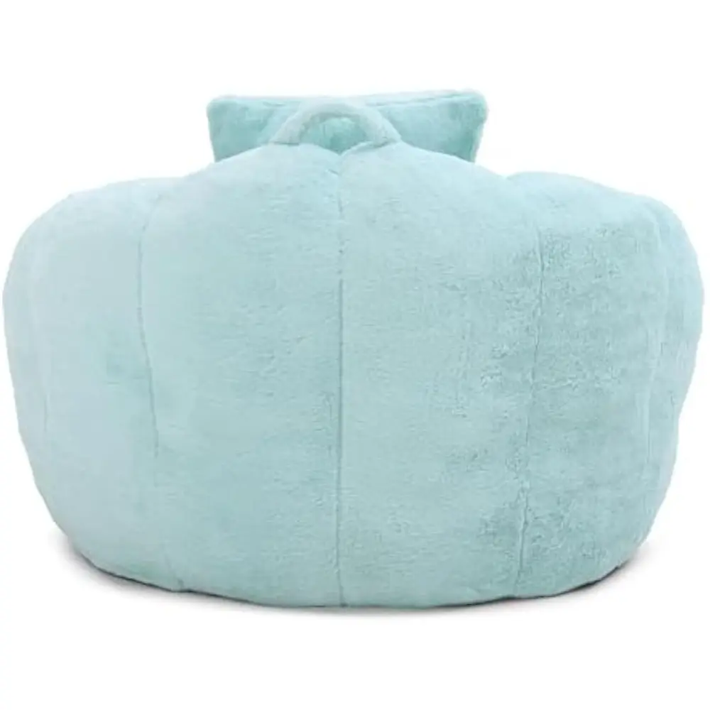 Giant Bean Bag Chair withFootstool, Oversized Bean Bag, Faux Fur Shell-Shaped Large Chair with Filler, Stuffed Big Accent Sofa,