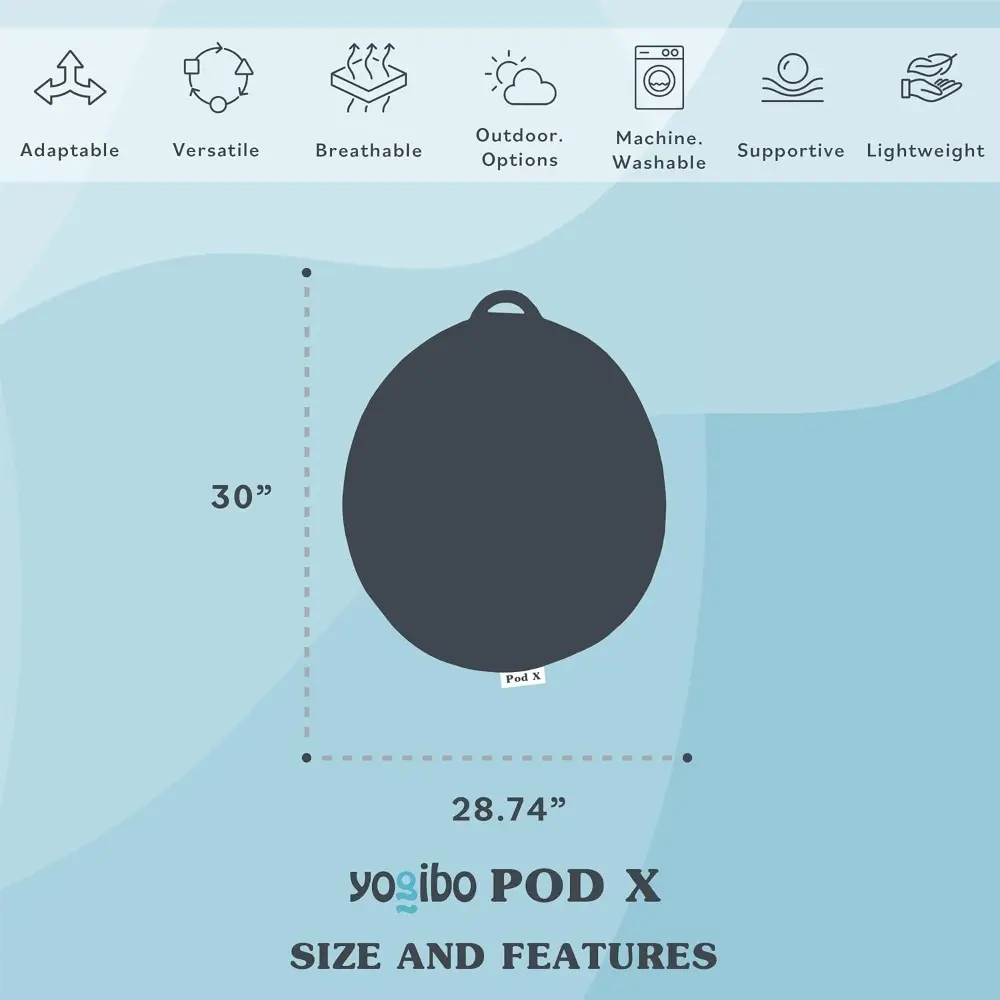 Pod X Small Bean Bag Lounger Chair for Adults and Teens with Filling, Soft, Plush, Comfy, Sensory Lounge Beanbag, Washable Cove