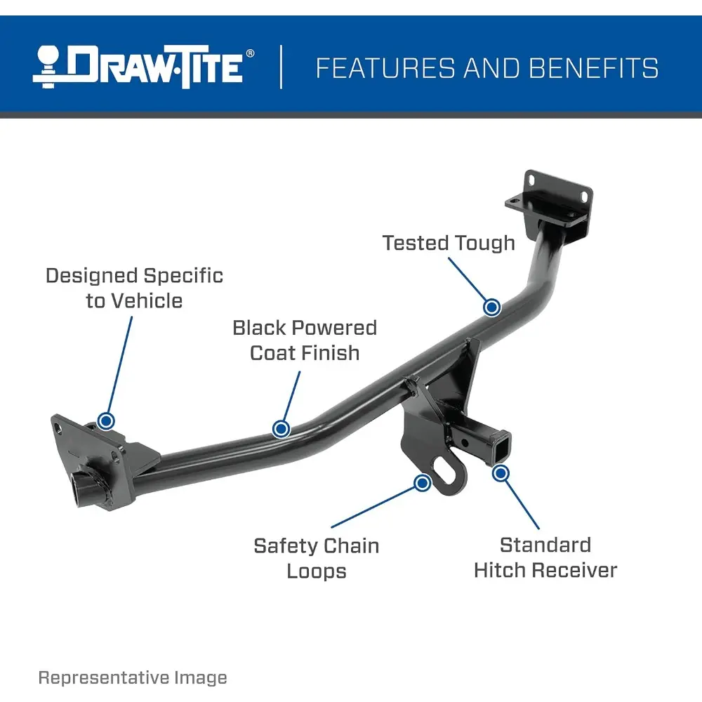 Draw-Tite 36493 Class II Frame Hitch with 1-1/4" Square Receiver Tube Opening , Black
