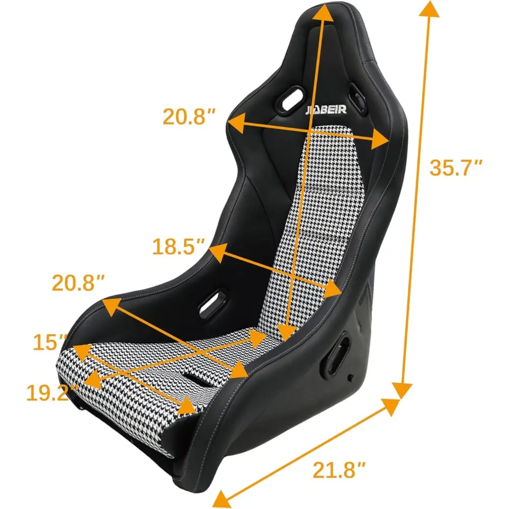 Piece Of Universal Strong Fiberglass Back Racing Seat For Racing Simulator Black PVC Leather With White Fabric Cloth Diamond Sti