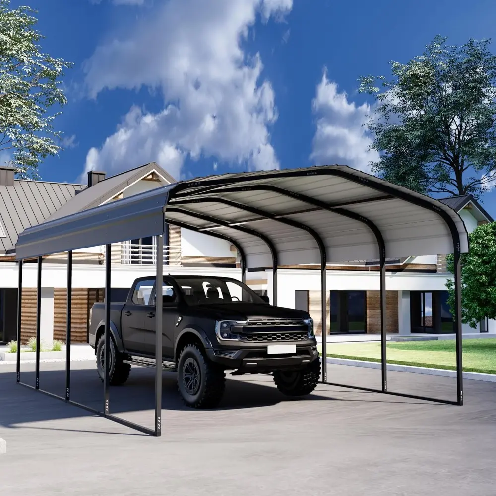 Metal Carport 12×20 Heavy Duty, Carport Kit with Galvanized Steel Roof Building and Frame, Outdoor Storage Car Port Metal Canop