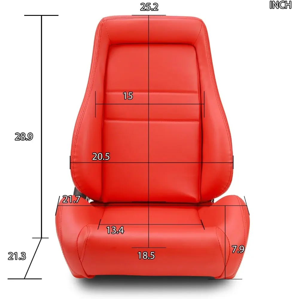 Universal Classic Plain Red PVC Reclinable OBS Style Seats Pair