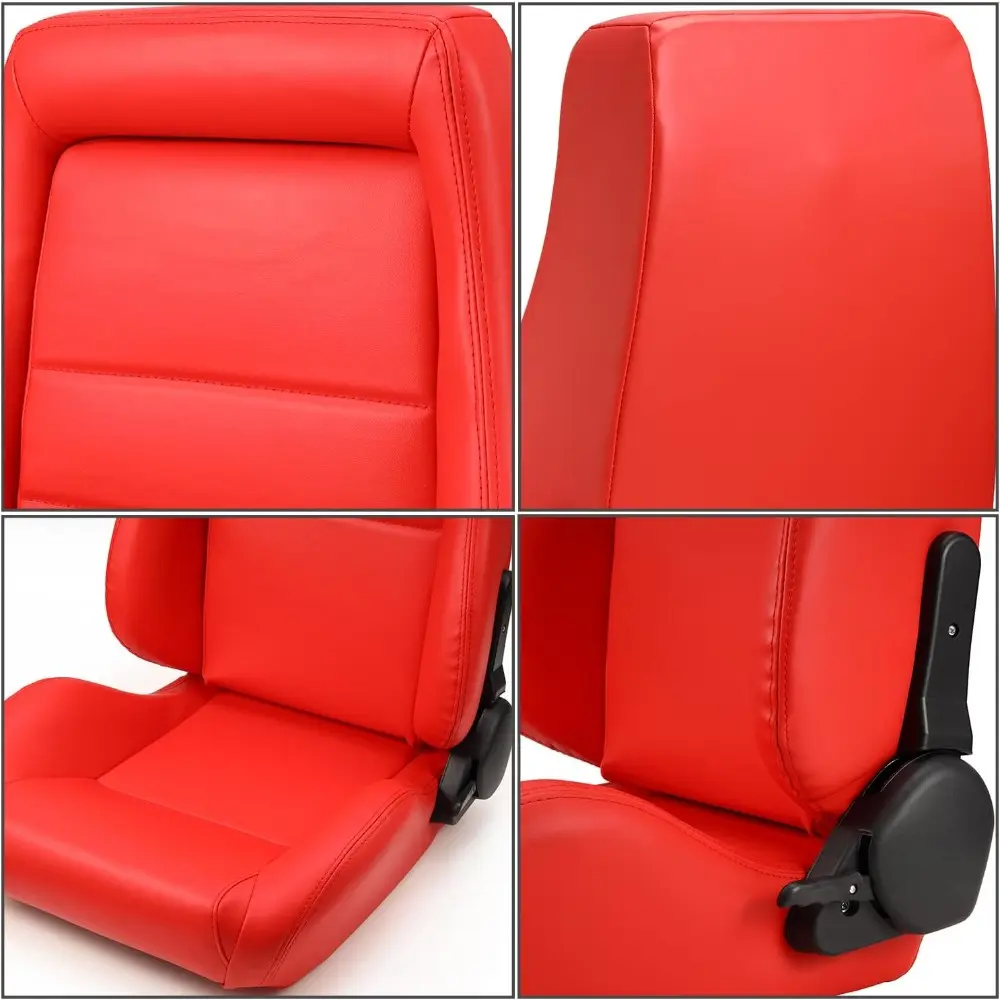 Universal Classic Plain Red PVC Reclinable OBS Style Seats Pair