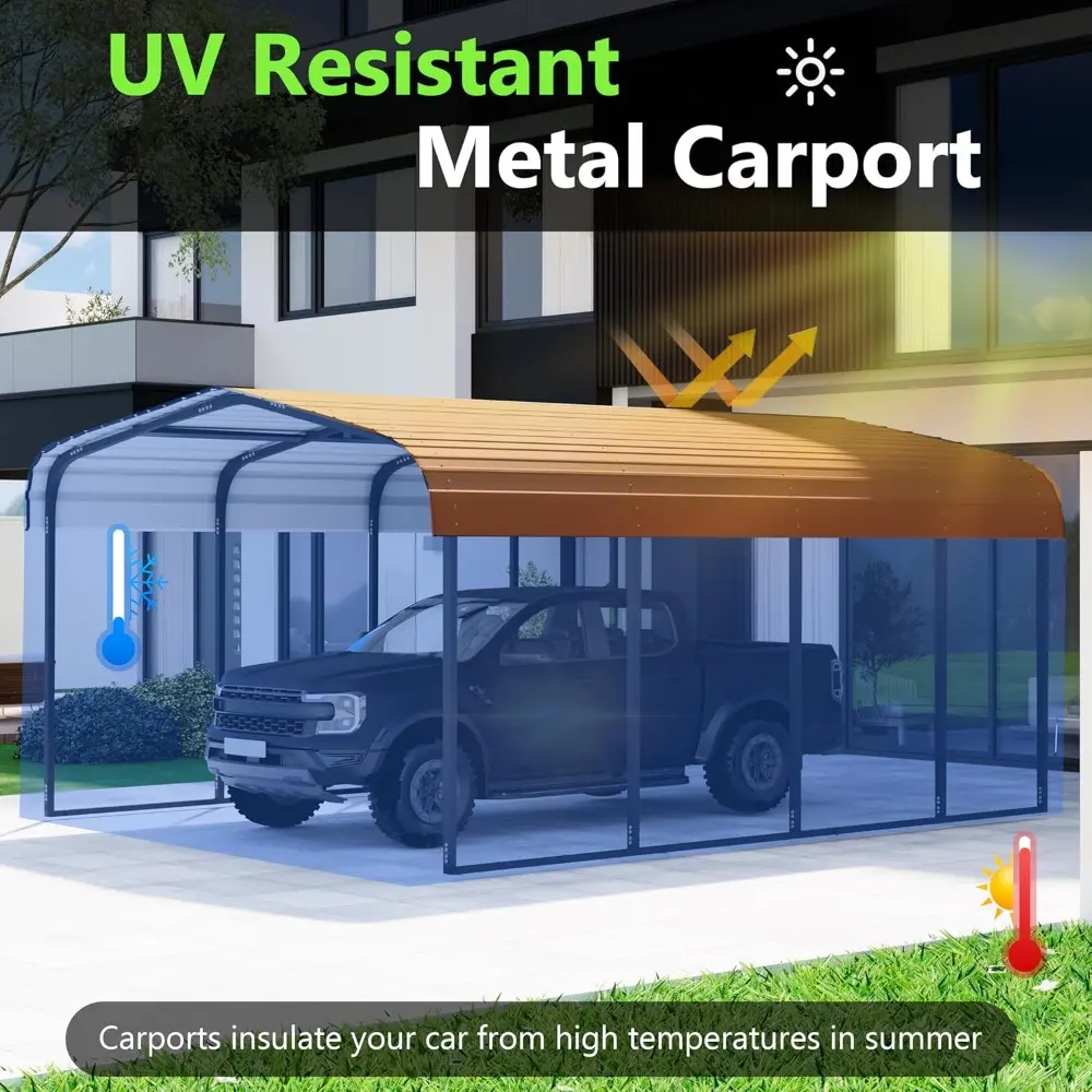 Metal Carport 12×20 Heavy Duty, Carport Kit with Galvanized Steel Roof Building and Frame, Outdoor Storage Car Port Metal Canop
