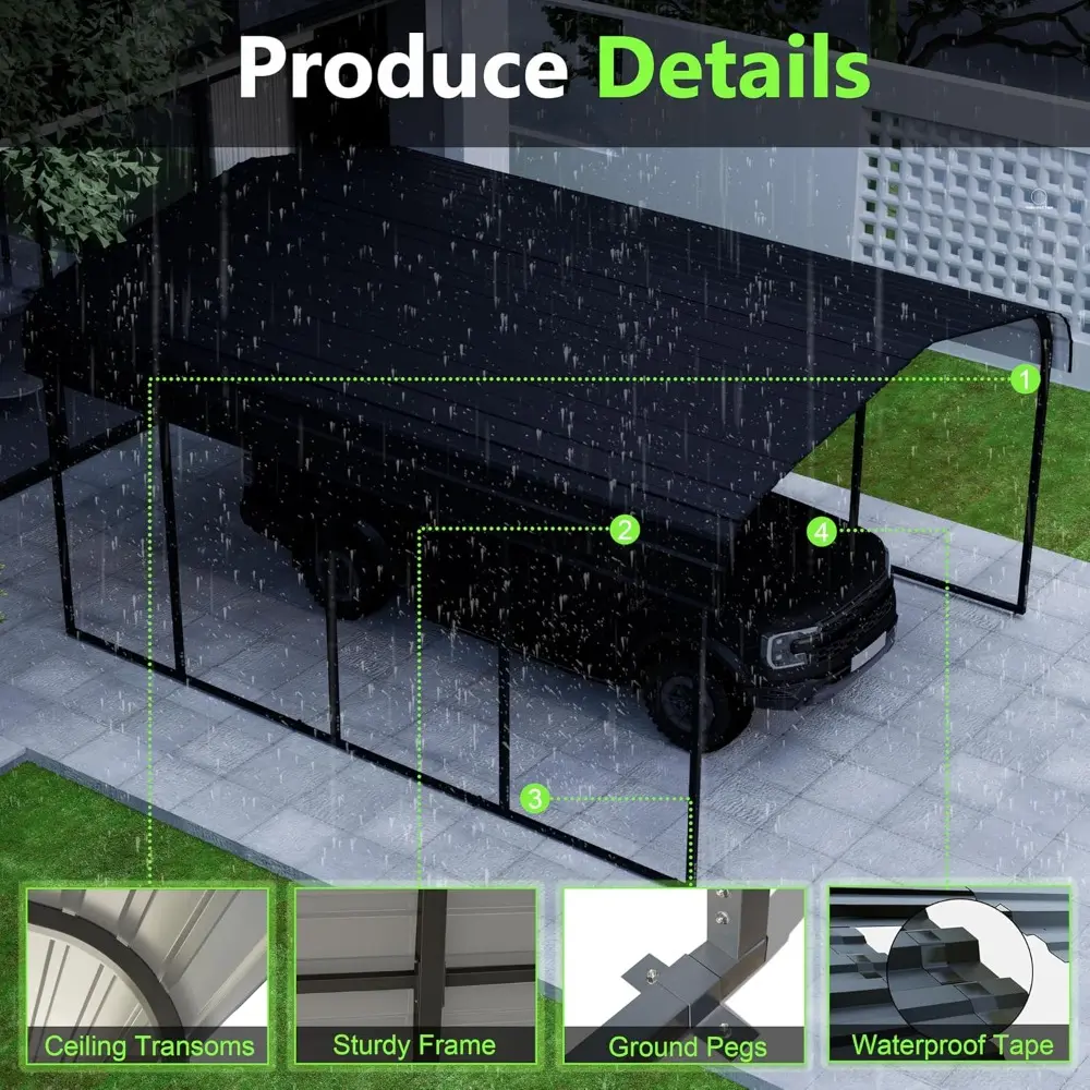 Metal Carport 12×20 Heavy Duty, Carport Kit with Galvanized Steel Roof Building and Frame, Outdoor Storage Car Port Metal Canop