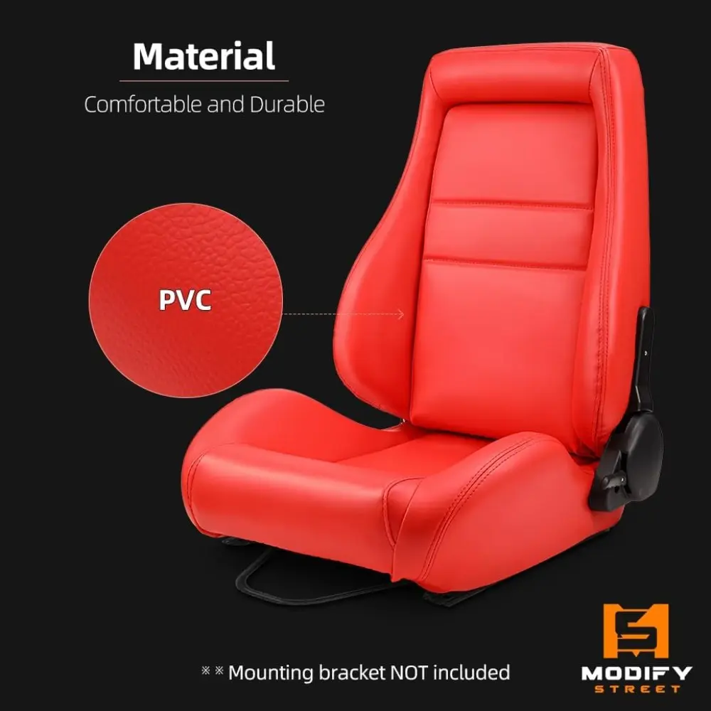 Universal Classic Plain Red PVC Reclinable OBS Style Seats Pair