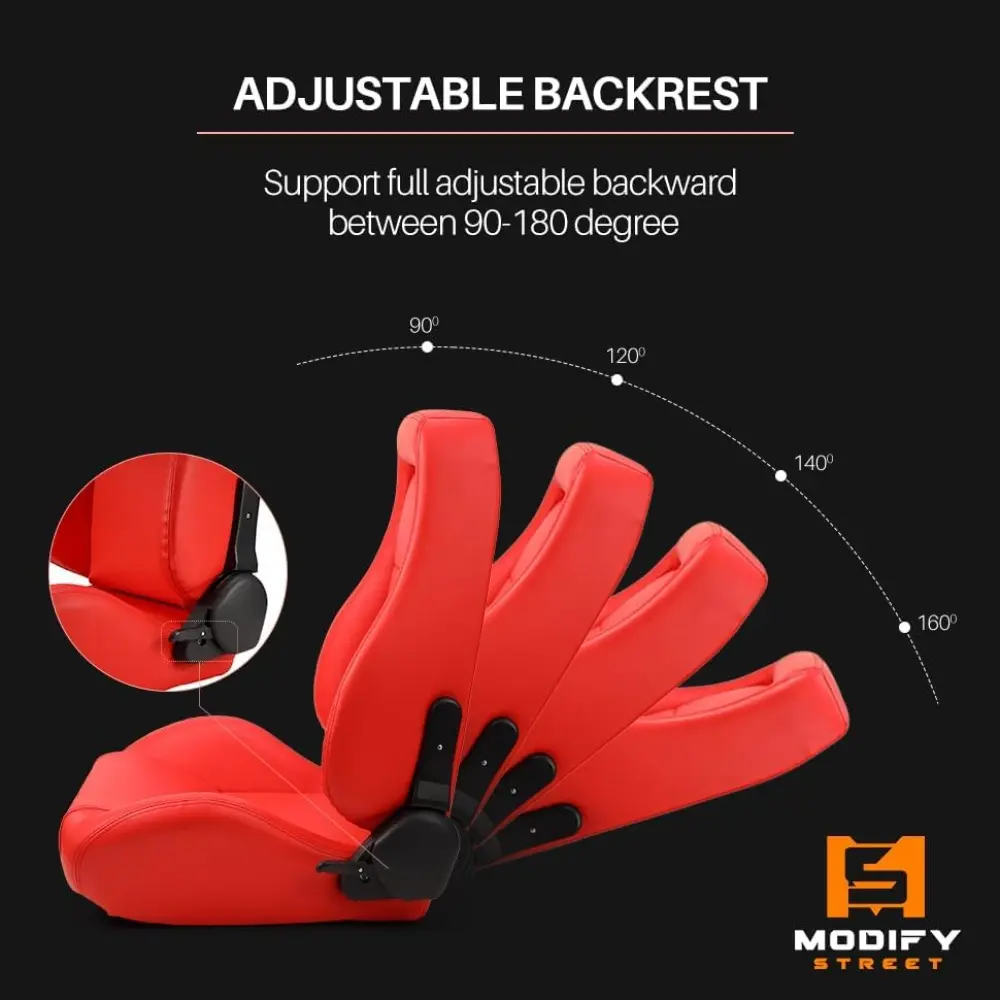 Universal Classic Plain Red PVC Reclinable OBS Style Seats Pair