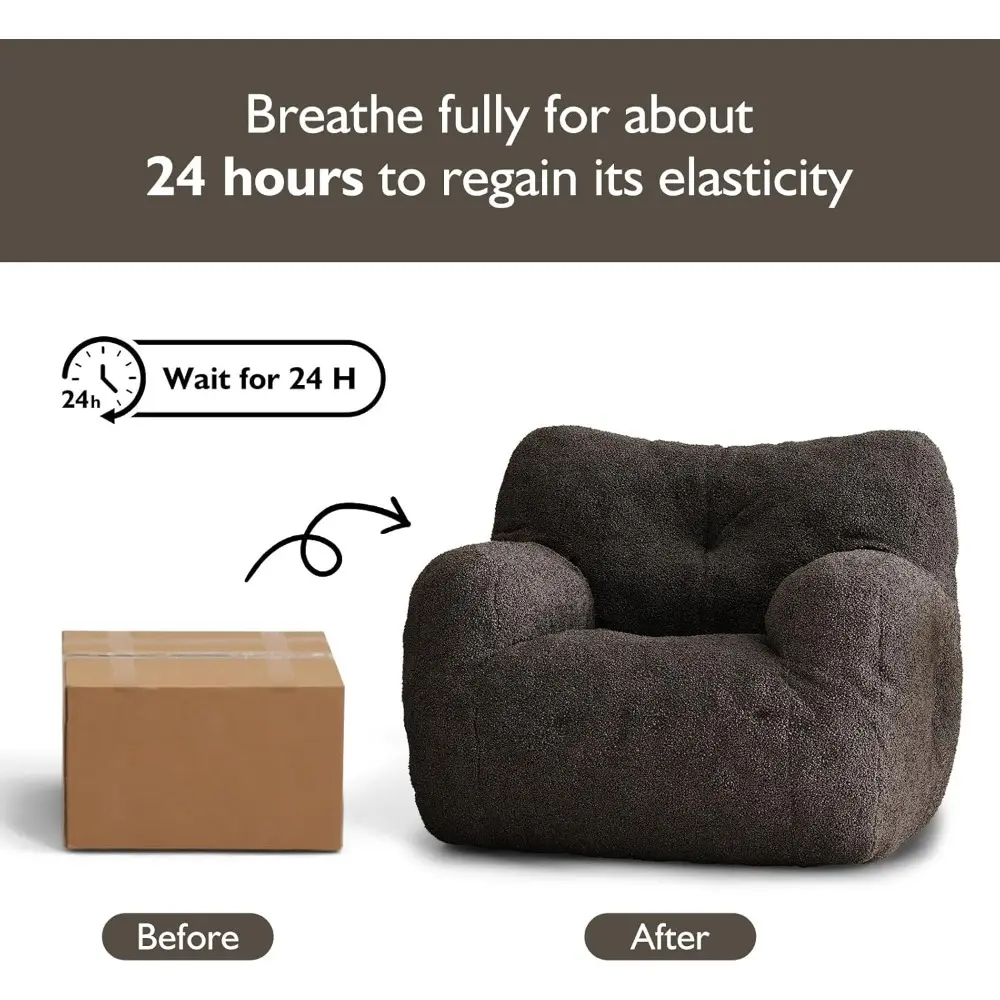 Bean Bag Chair, Filled Beanbag Chair for Living Room, Stuffed Beanbag Chairs, Comfy Bean Bag Chairs with Filling (Teddy Fabric i
