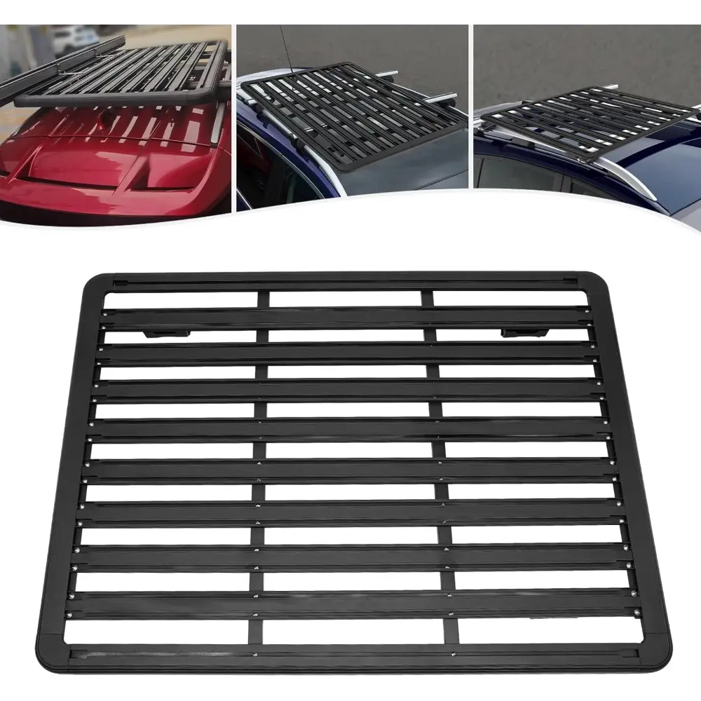 63x47.2In Car Roof Rack 440LBS Capacity Platform Rack Luggage Aluminum Alloy Roof Rack Platform with Cargo Carrier Set & Crossba