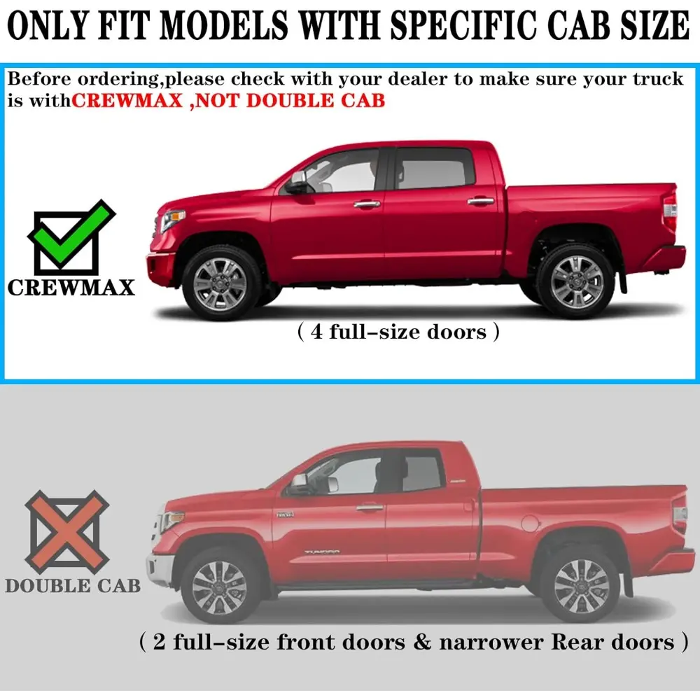 COMNOVA Aluminum Running Boards Compatible with 2022-2025 Toyota Tundra CrewMax. 6.5 Inch Tundra Running Boards, Black Side Step