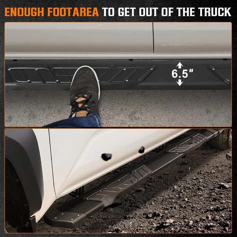 COMNOVA Aluminum Running Boards Compatible with 2022-2025 Toyota Tundra CrewMax. 6.5 Inch Tundra Running Boards, Black Side Step