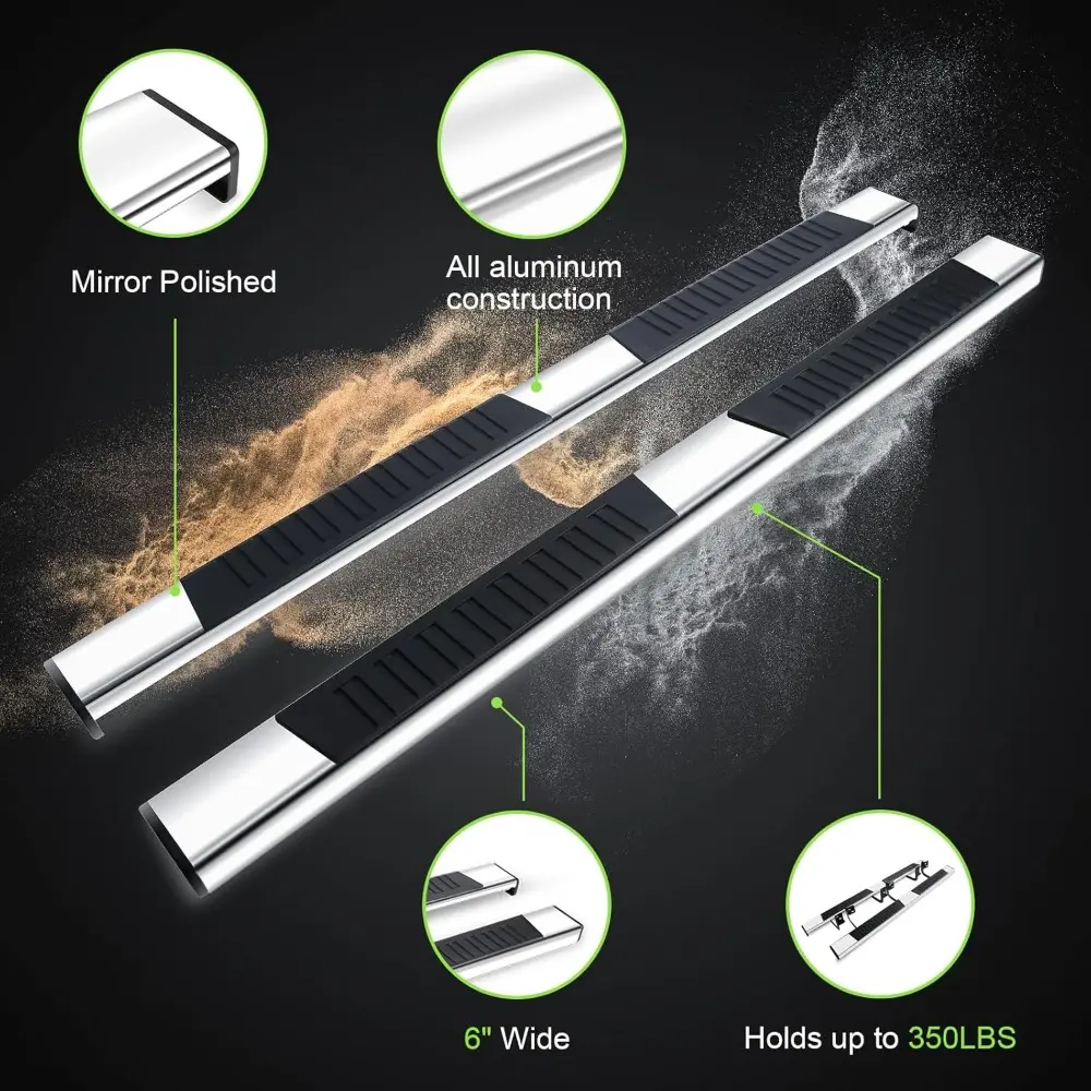 6" Chrome Running Boards Custom Fit 2022-2025 Toyota Tundra Crew Max Cab Crew Cab Side Step Nerf bar, Aluminum Polished