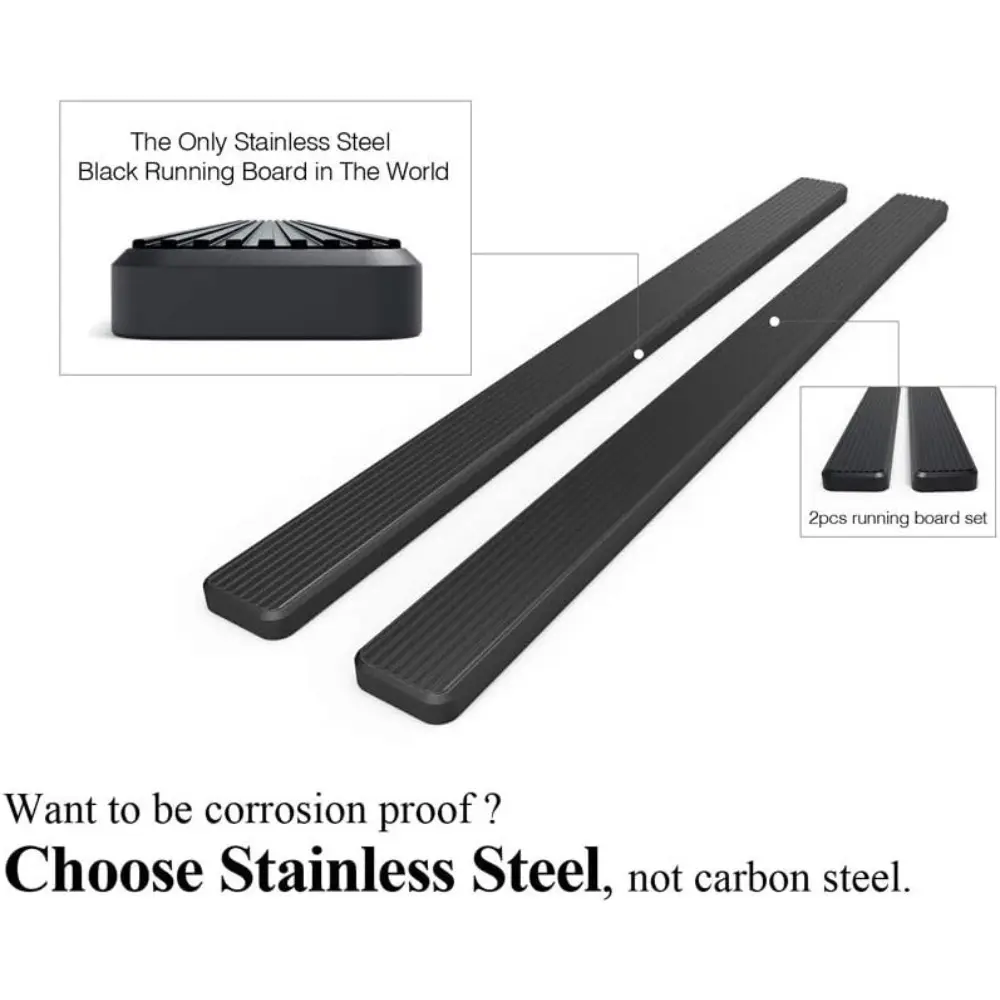 Running Boards 5 inches Matte Black Compatible with Toyota Tundra 2022-2025 CrewMax Stainless Steel (Nerf Bars Side Steps Side