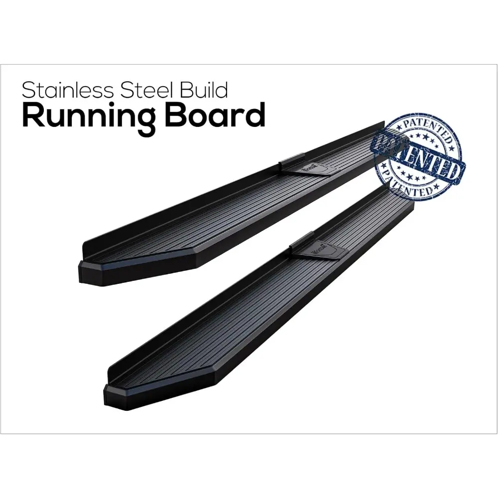 Black Stainless Steel Running Boards Style Compatible with Toyota Tundra 2007-2021 CrewMax (Side Steps Side Bars) 6in Wide