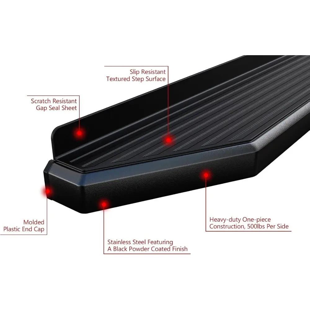 Black Stainless Steel Running Boards Style Compatible with Toyota Tundra 2007-2021 CrewMax (Side Steps Side Bars) 6in Wide
