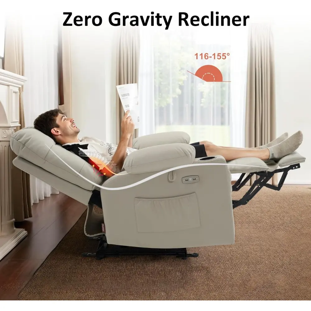 "Massage Chair with Heat and Vibration, Zero Gravity Recliner with USB Ports and Cup Holders for Living Room Comfort"