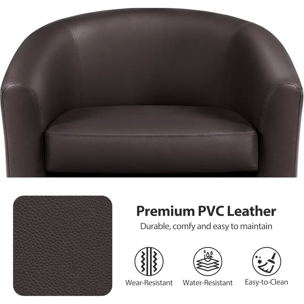 PU Leather Accent Chairs, Modern Barrel Chairs Side Chairs, Comfy Club Chairs with Soft Padded, 2 Chairs for Living Room/Bedroo