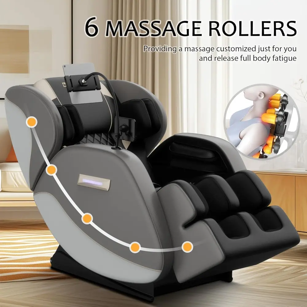 "Full Body Zero Gravity Massage Chair with Auto Modes, Airbag Massage, 6 Fixed Point Rollers, Foot Massage, and Heating"