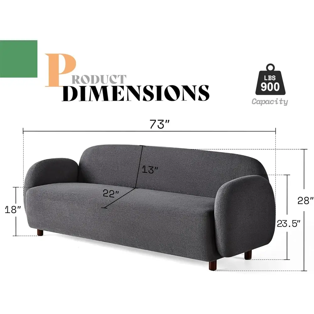Sofa, Curved Sofa with Deep Seat, 3 Seater Cloud Couch, Boucle Couch for Living Room, Grey