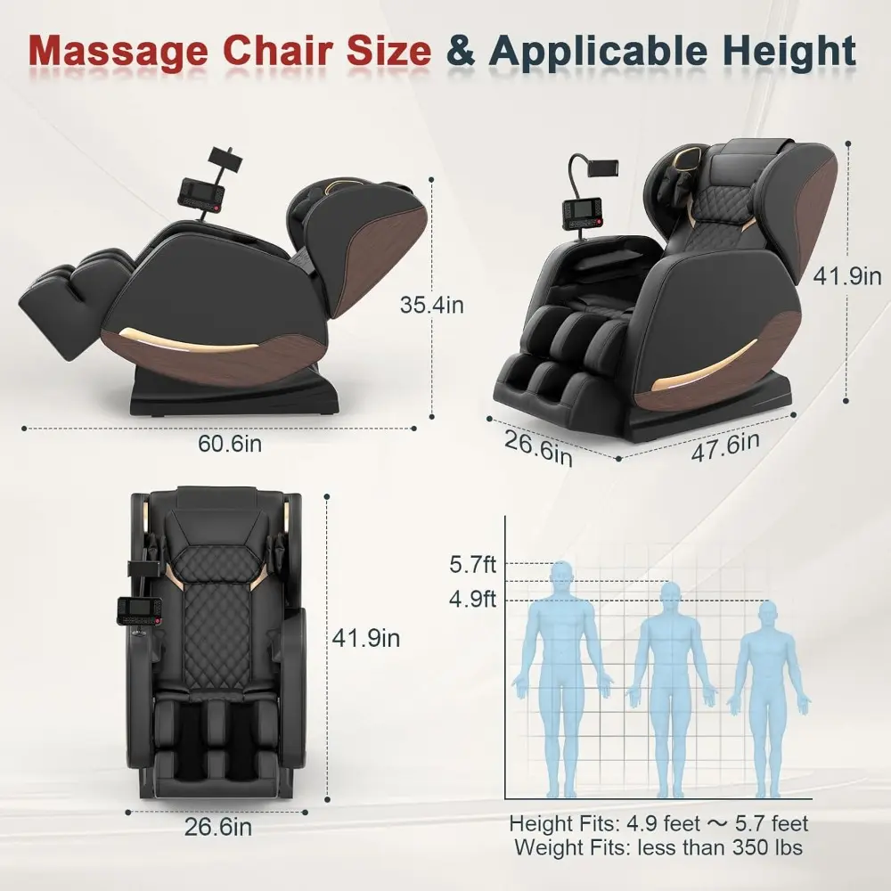 Full Body Massage Chair 2025, Recliner with 10 Fixed Points, Zero Gravity Feature, Wood Grain Leather, and Foot Massage