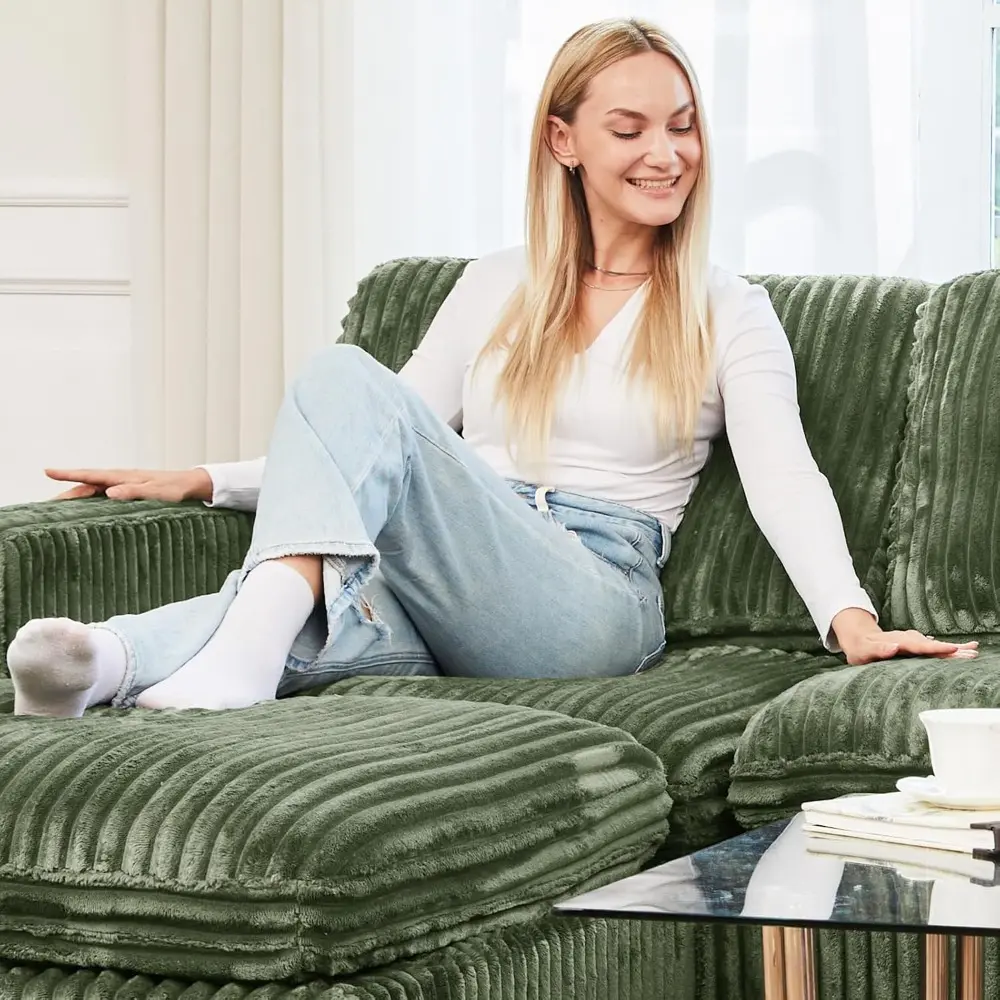 Modular Sectional Sofa with Storage Ottoman, Oversized Cloud Couch Sectional with Extra Deep Seat, Comfy 3 Seater Sectional Cou