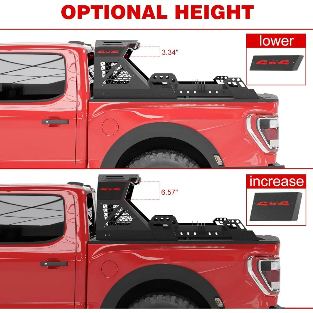 Truck Bed Roll Bars, Universal Adjustable Chase Rack Sport Bar Compatible with Ford F-150/F-250/F-350,Ram 1500/2500/3500,Chevy S