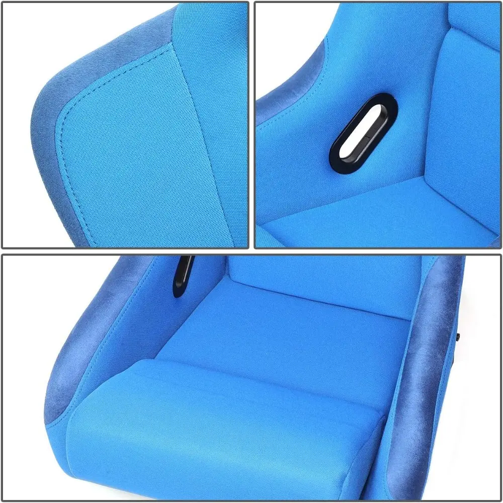 NRG FRP-300BL 1-Side Fiber Glass Bucket Style Racing Seat w/Foam Lumbar Cushions Blue