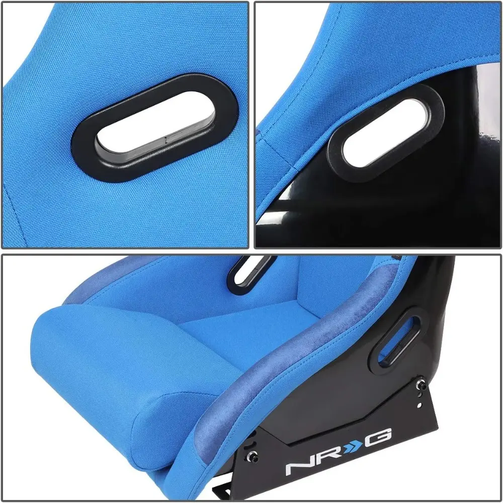 NRG FRP-300BL 1-Side Fiber Glass Bucket Style Racing Seat w/Foam Lumbar Cushions Blue