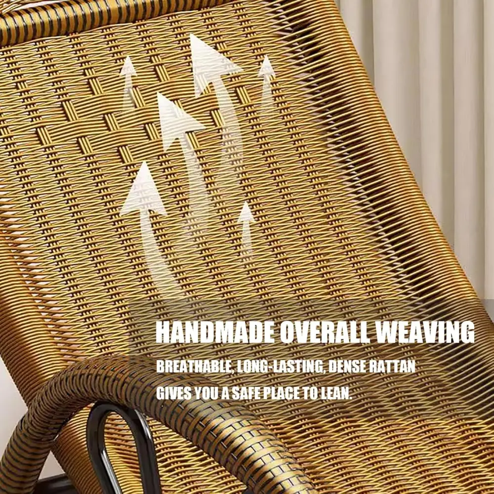 Sturdy Rattan Rocking Chair,Outdoor Recliner Heavy Duty Lawn,Indoor Rocking Chair Nursing Chair,Accent Armchair for for Living R