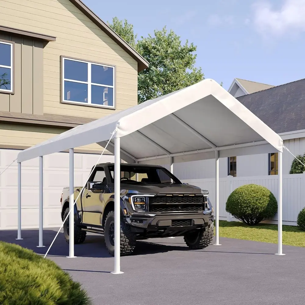10x20 ft Heavy Duty Carport with Tarp & Wind Resistance Portable Carport Car Tent Outdoor Car Port with Tear Resistant Canopy,