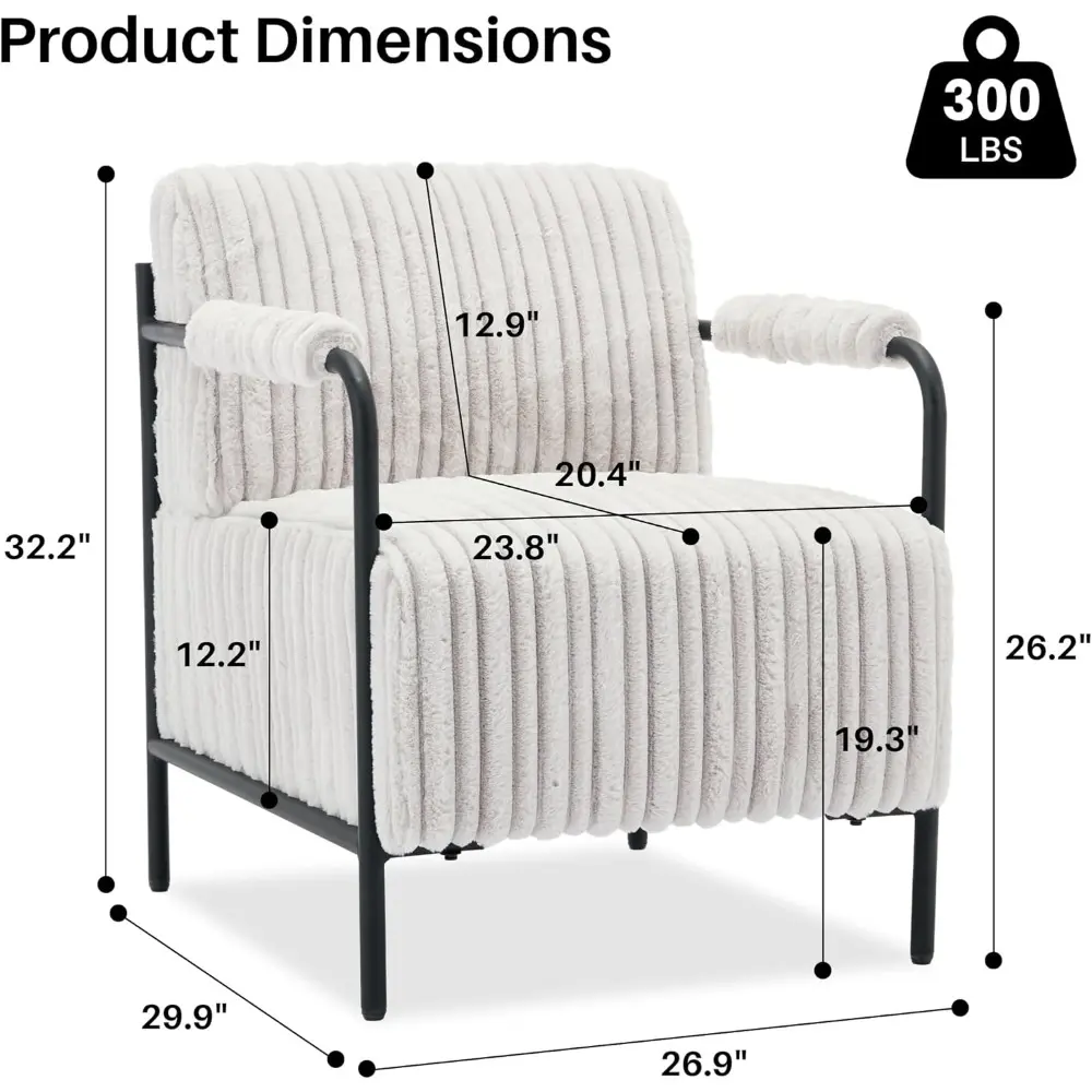 Mid-Century Modern Accent Chair with Metal Frame Light Gray Tufted Velvet Upholstered Scoop Arm Chair Plush Comfy Reading Chair