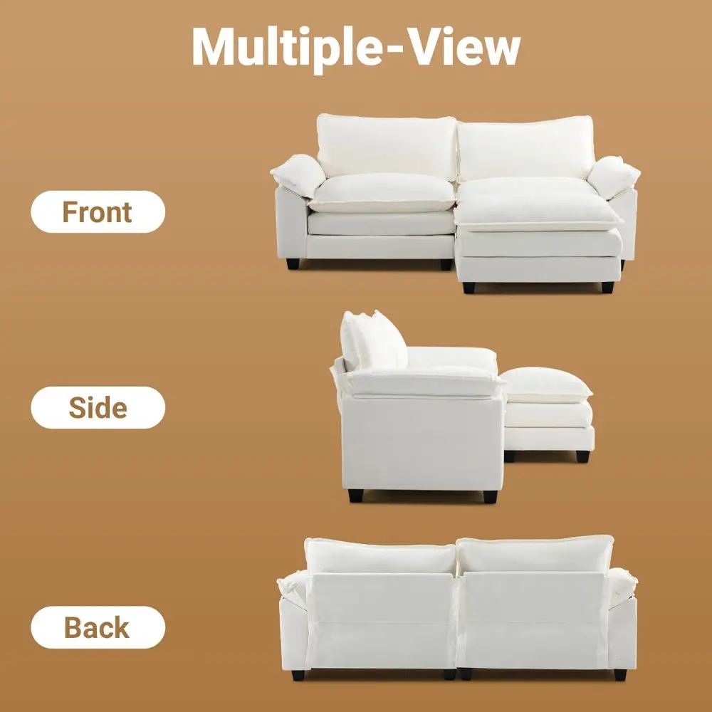 87" Convertible Sectional Sofa,L-Shaped Deep Seat Sofa Couch for Living Room,Modern 2-Seat Loveseat Sofa with Ottoman for Small