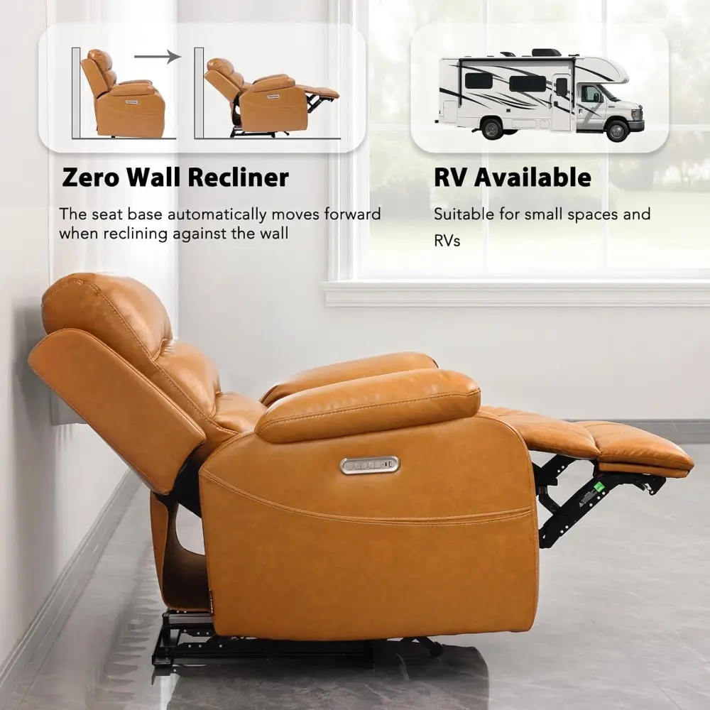 Real Zero Wall Hugger Recliners, Dual Motor Power Recliners for Small Spaces, RV Recliner Chair for Living Room, Bedroom, Breath