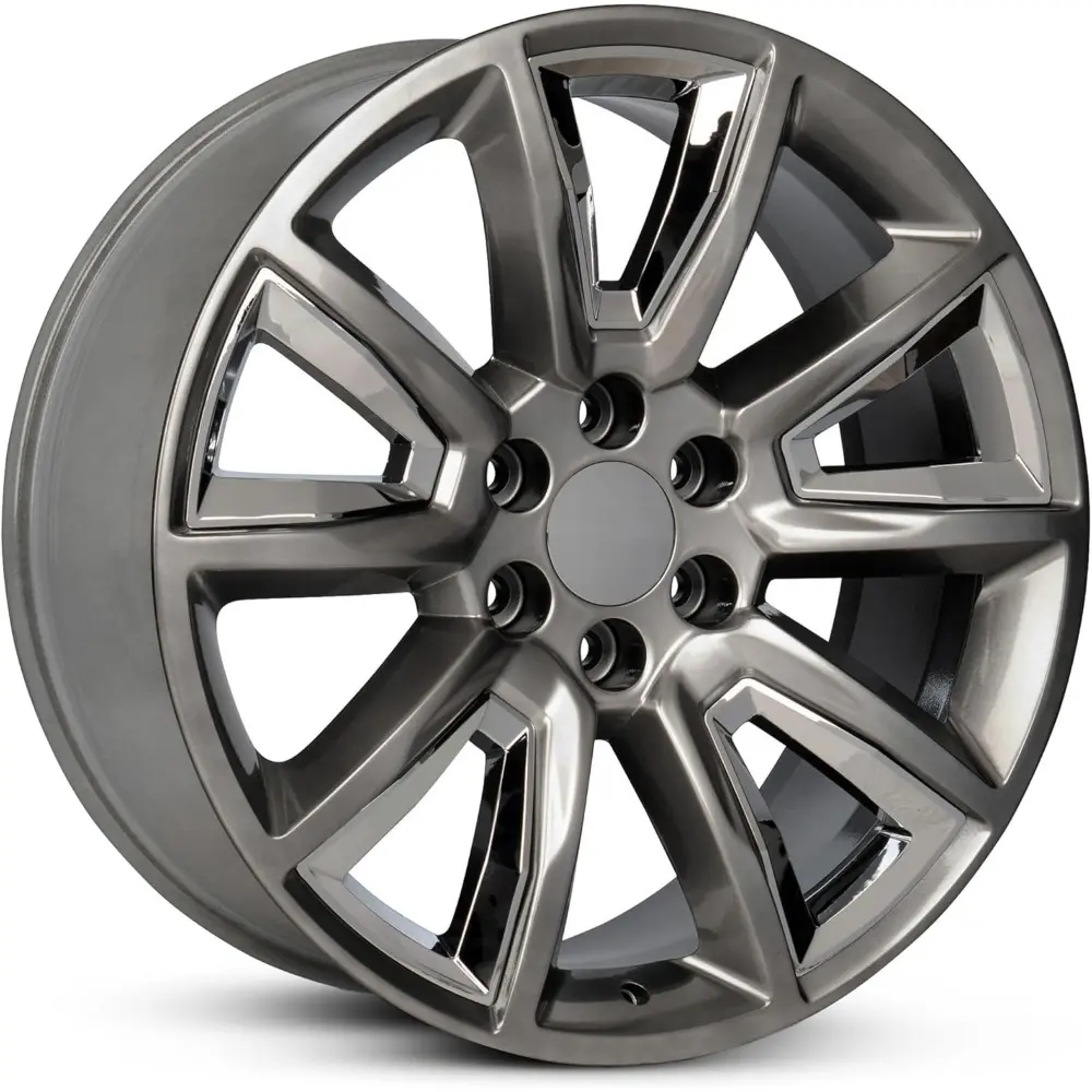 For 2015-2022 GMC Sierra 1500 22 Inch Hyper Silver with Chrome Inserts Hyper Silver Rim - OE Direct Replacement - Road Ready Car