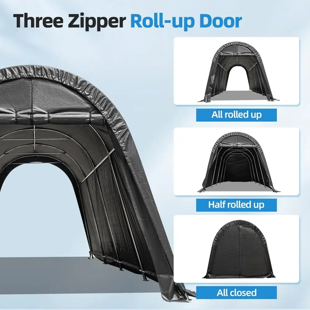 Carport 10 x 20 FT Heavy Duty, Portable Garage with All-Steel Metal Frame and Round Style Roof, Anti-Snow Car Canopy Outdoor St