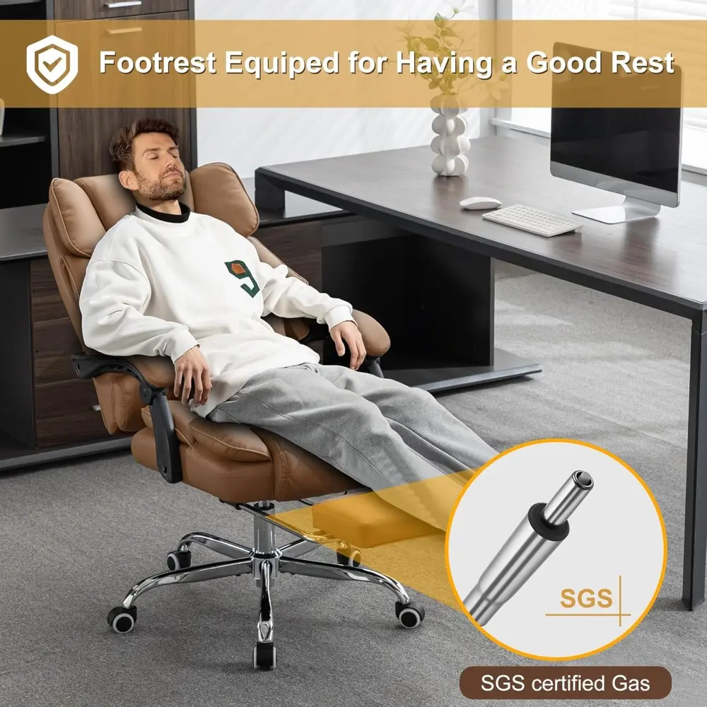 Executive Ergonomic Massage Chair with Heated Recline and Footrest, 90-135° Adjustable, Diamond Stitched Cushion