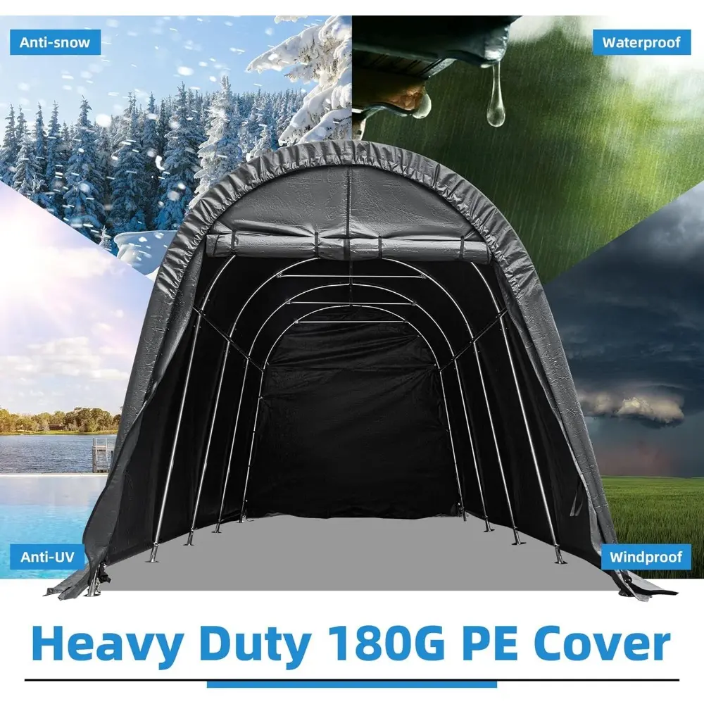 Carport 10 x 20 FT Heavy Duty, Portable Garage with All-Steel Metal Frame and Round Style Roof, Anti-Snow Car Canopy Outdoor St