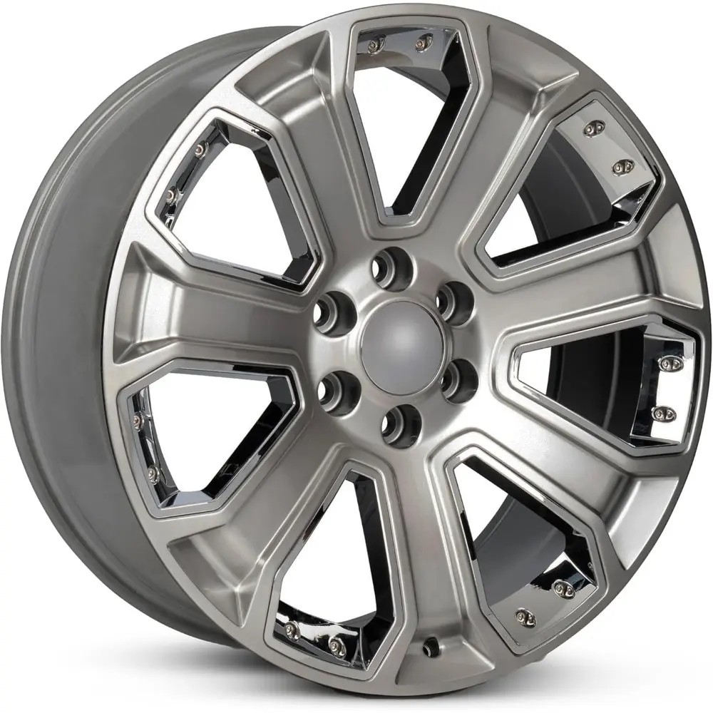 For 1999-2023 GMC Sierra 1500 22 Inch Painted with Chrome Inserts Silver Rim - OE Direct Replacement - Road Ready Car Wheel