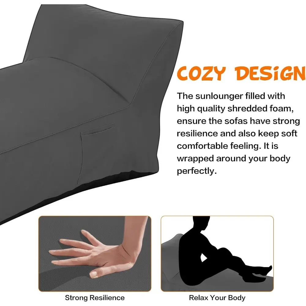 Outdoor Chaise Lounge Chair, Sunbed UV Resistant Sofa Couch Patio Furniture Waterproof Outside Sunlounge Reclining Sunbathing Be