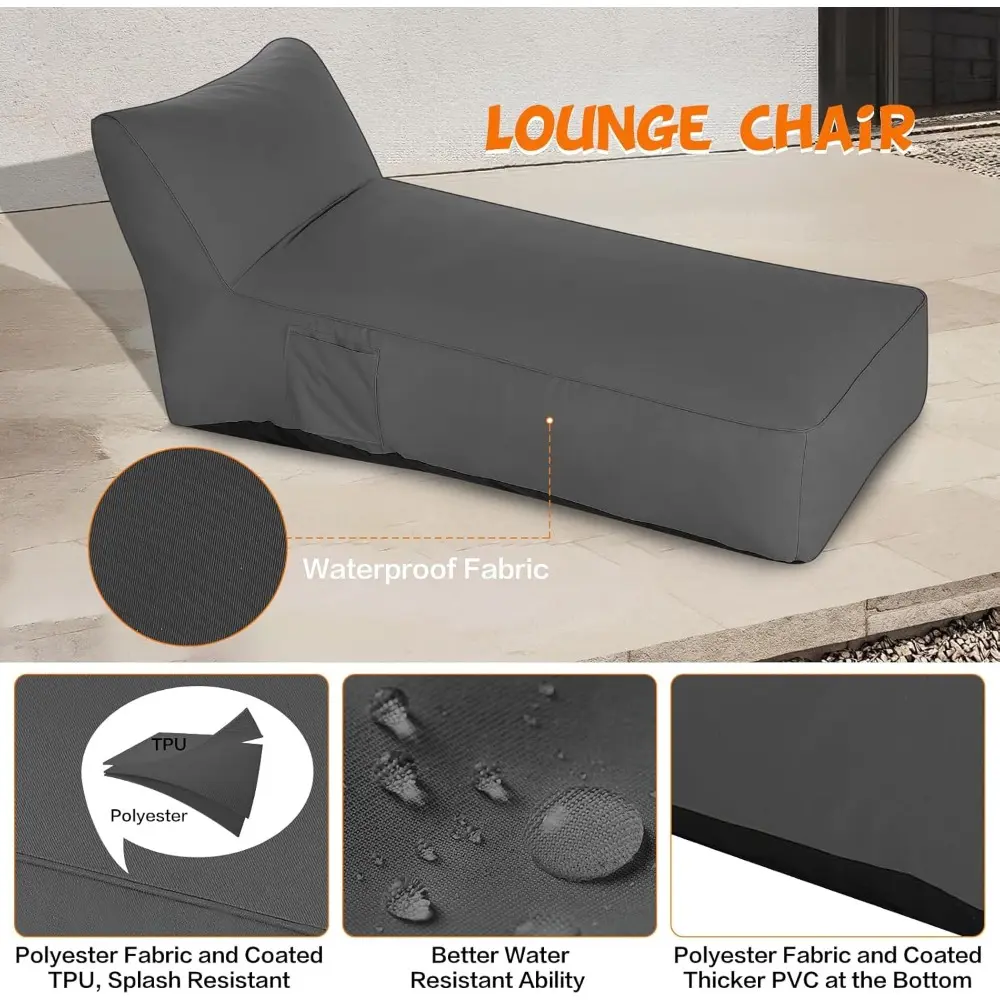 Outdoor Chaise Lounge Chair, Sunbed UV Resistant Sofa Couch Patio Furniture Waterproof Outside Sunlounge Reclining Sunbathing Be