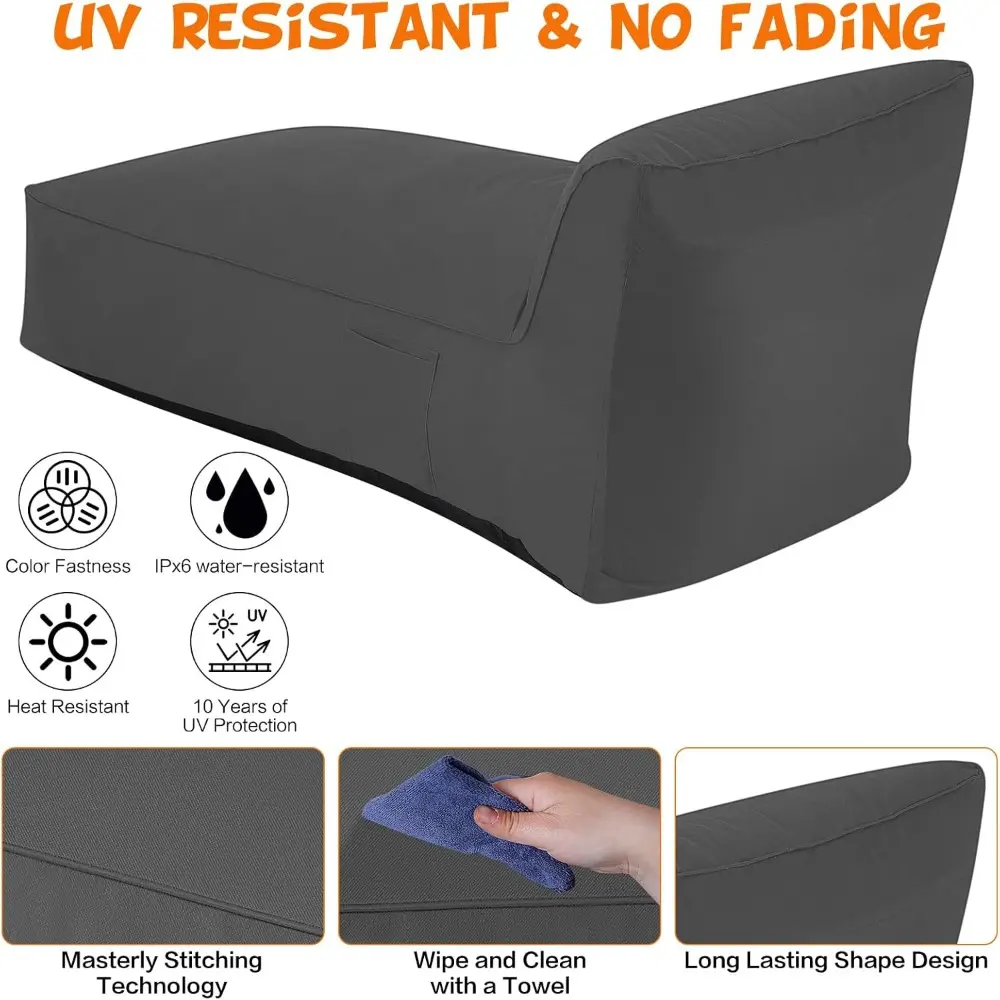 Outdoor Chaise Lounge Chair, Sunbed UV Resistant Sofa Couch Patio Furniture Waterproof Outside Sunlounge Reclining Sunbathing Be