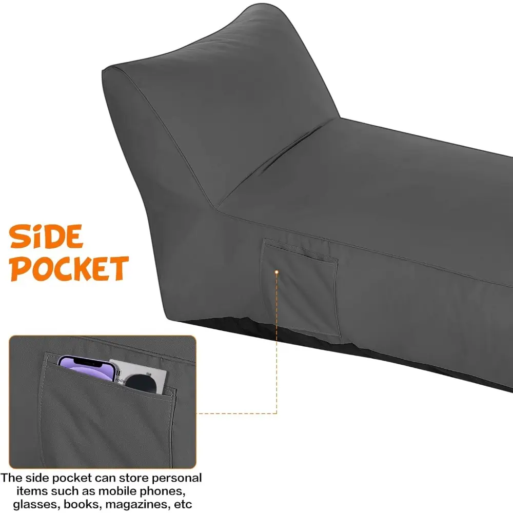 Outdoor Chaise Lounge Chair, Sunbed UV Resistant Sofa Couch Patio Furniture Waterproof Outside Sunlounge Reclining Sunbathing Be